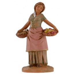 Donna con cesti di frutta e verdura 12 cm Fontanini