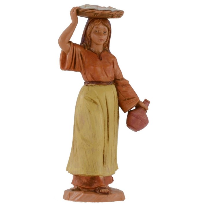 Mujer con cesta en la cabeza 12 cm Fontanini