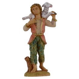 Good shepherd with sheep behind lux 12 cm in pvc