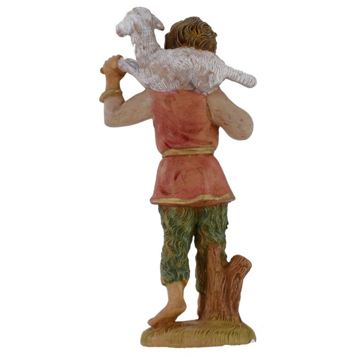 Buon pastore con pecora a spalle lux 12 cm in pvc
