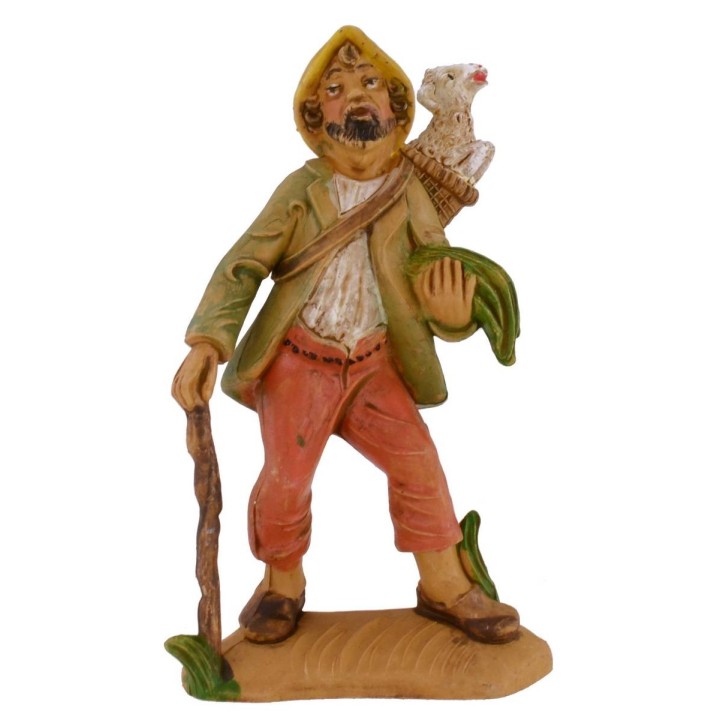 Pastor con zurrón y oveja lux 12 cm en pvc