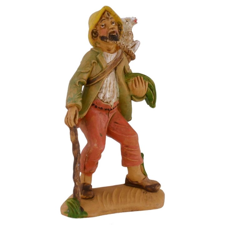 Pastor con zurrón y oveja lux 12 cm en pvc