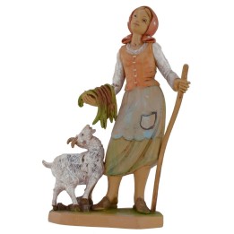 Contadina con capretta lux 16 cm in pvc