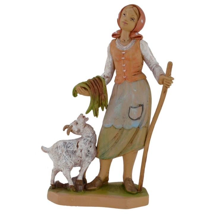 Campesina con cabrita lux 16 cm en pvc