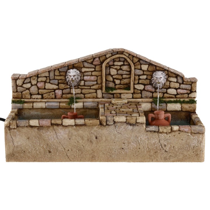 Fountain with lions at two water exits cm 30x11x16, 5 h.