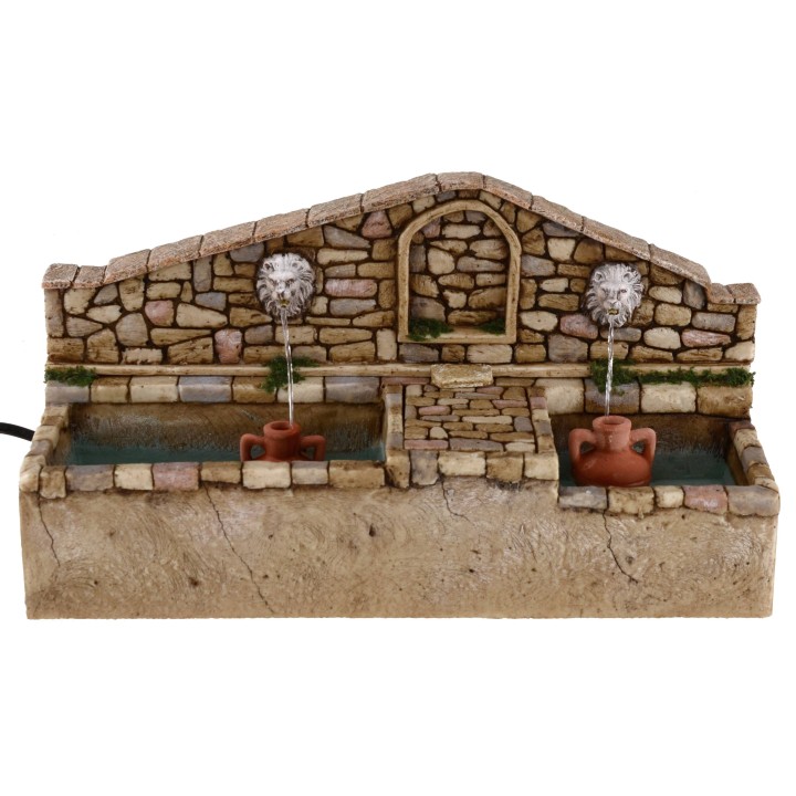 Fontana con leoni a due uscite d'acqua cm 30x11x16,5 h.