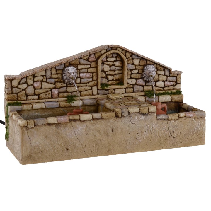 Fontana con leoni a due uscite d'acqua cm 30x11x16,5 h.
