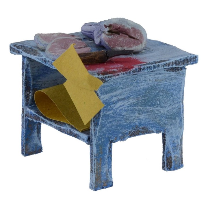 Banco in legno con pesce cm 6,5x5,5x7 h per statue da 12 cm