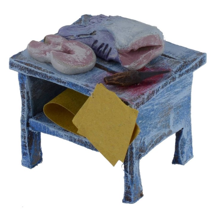 Banco de madera con pez de 5,5x4,5x6 cm de altura para estatuas