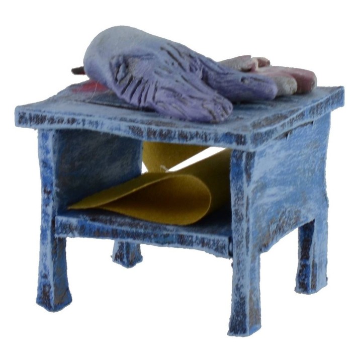 Banco in legno con pesce cm 5,5x4,5x6 h per statue da 10 cm