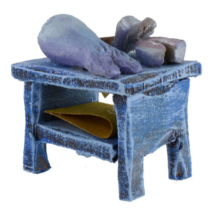 Banco in legno con pesce cm 3,5x3x4 h per statue da 6 cm