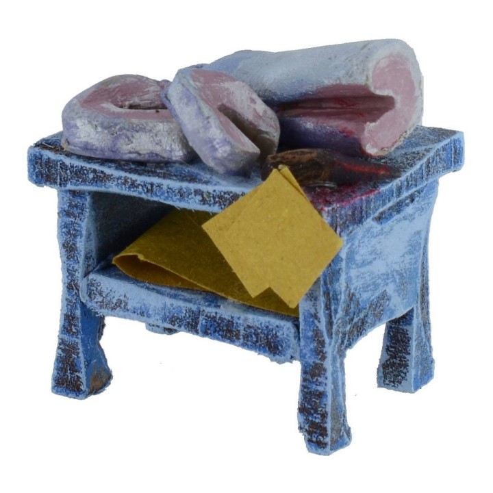 Banco de madera con pez de 3,5x3x4 cm de altura para estatuas