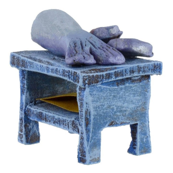 Banco in legno con pesce cm 3,5x3x4 h per statue da 6 cm