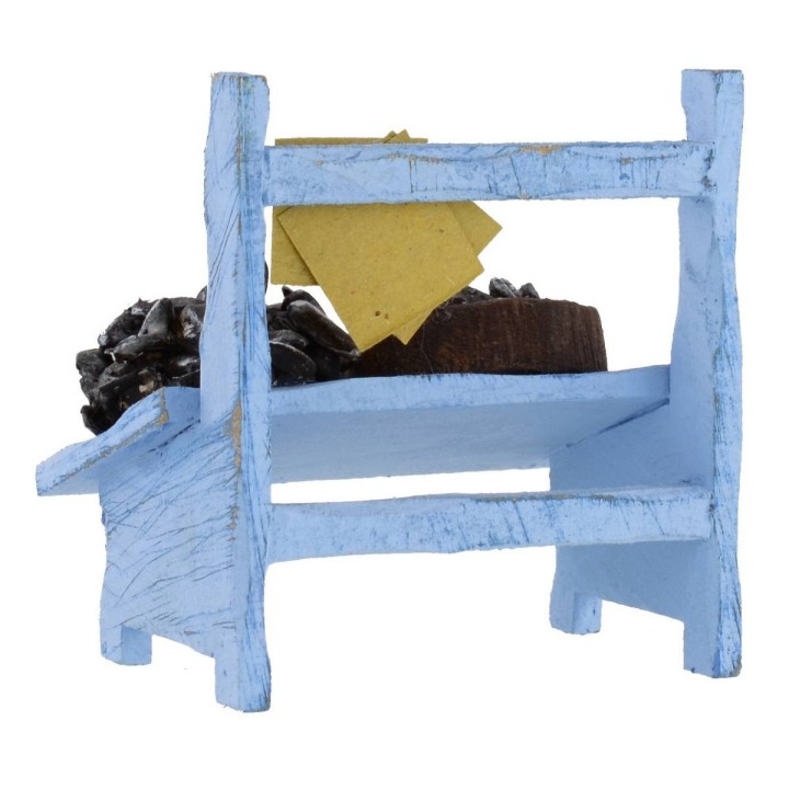 Banco in legno con cozze cm 7,5x5x7,5 h per statue da 10 cm