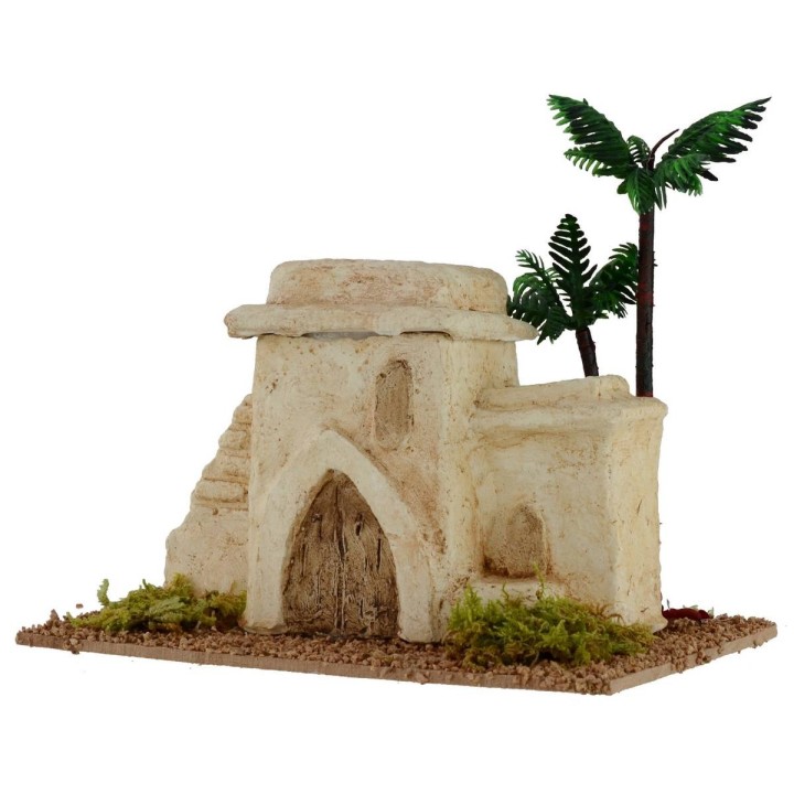 Casa palestina con ruina de muro cm 18x11x16 h