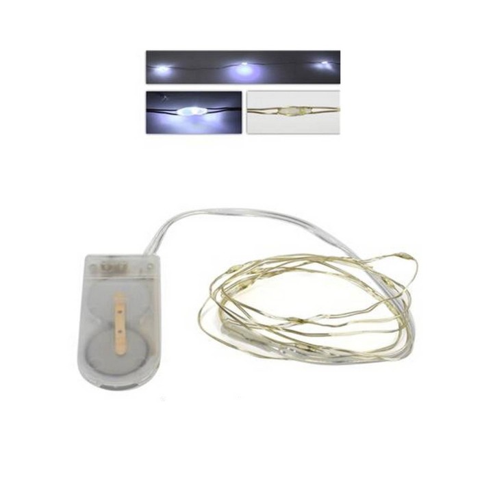 10 Micro LED con luz blanca fría con pilas incluidas