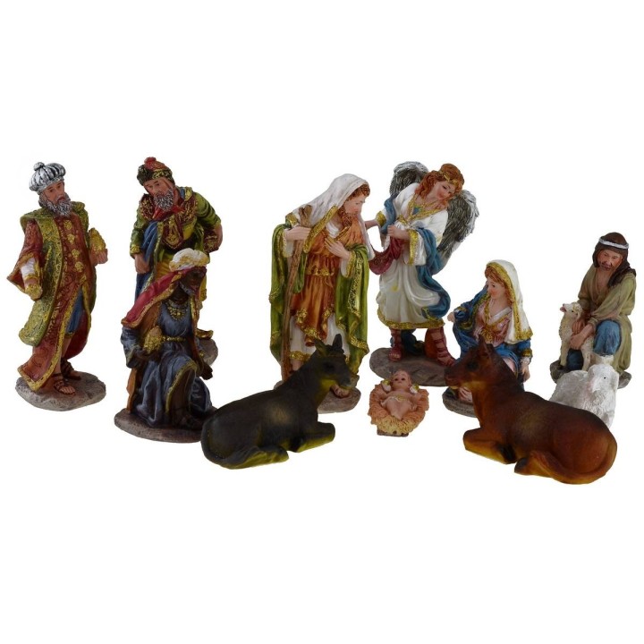 Natività in set da 11 soggetti cm 15 in resina