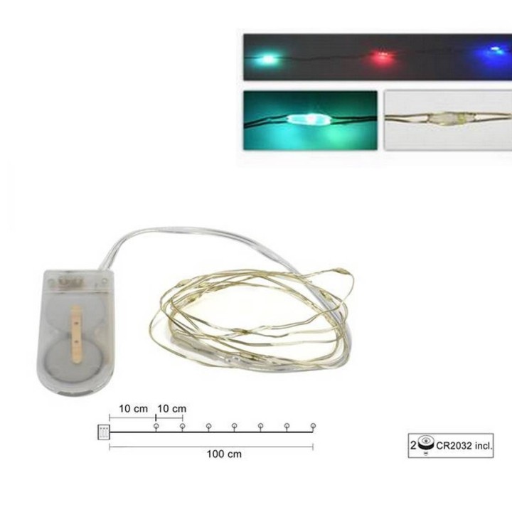 10 Micro LED multicolor con pilas incluidas