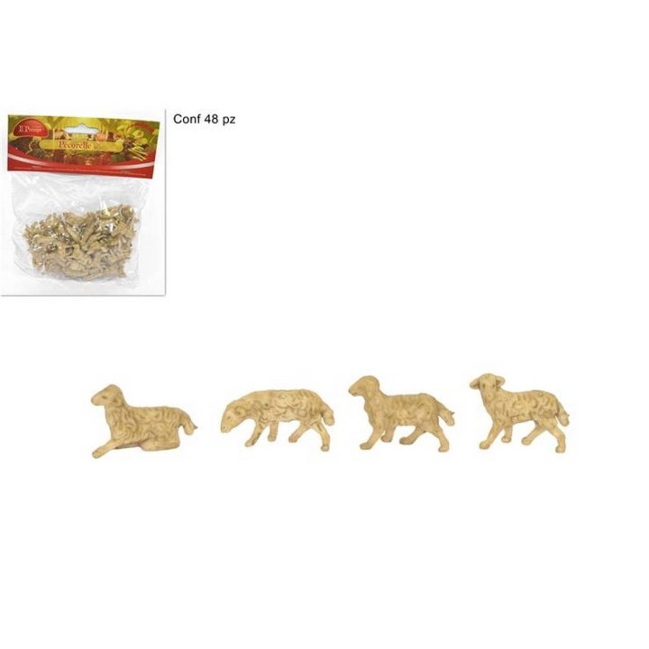 Set 48 sheep patinated cm 2-2, 5x1,4-1, 8 h.