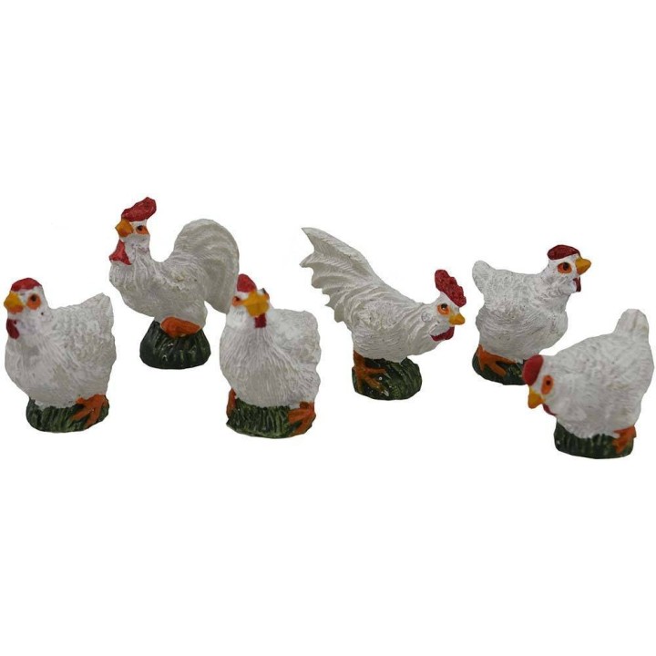 Set 6 galline in resina cm 3
