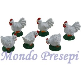 Set 6 galline in resina 3,5-4 cm