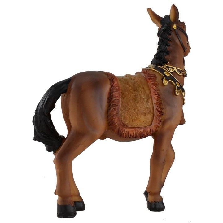 Brown horse with bridle and saddle for statues 12 cm