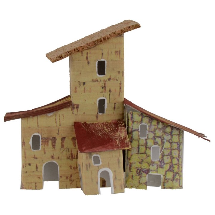 Casita rústica para belén de 12x5,5x10 cm h