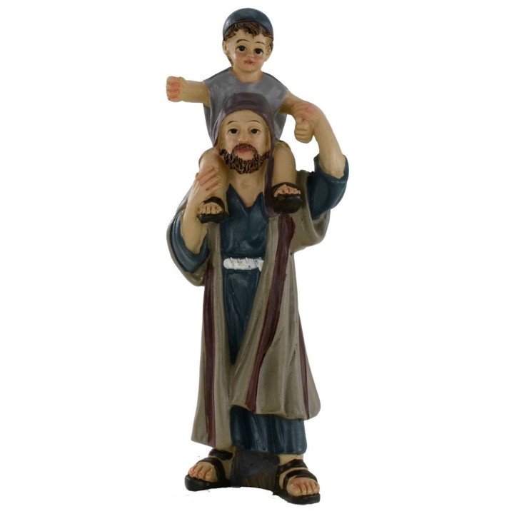 Uomo con bambino sulle spalle serie 10 cm in resina
