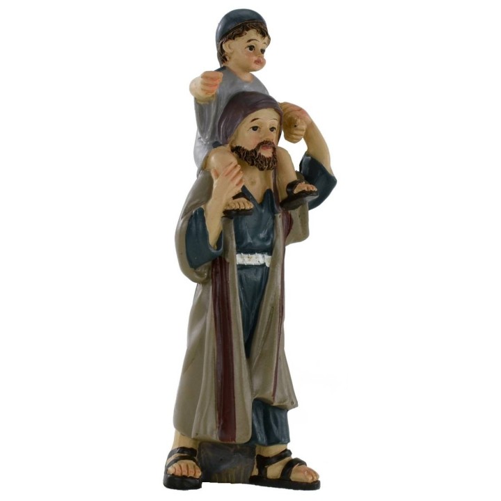 Uomo con bambino sulle spalle serie 10 cm in resina