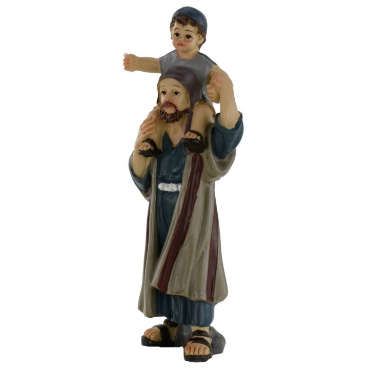 Uomo con bambino sulle spalle serie 10 cm in resina