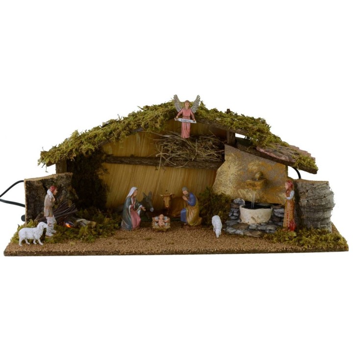 Capanna completa di statue Landi da 10 cm con fuoco e fontana