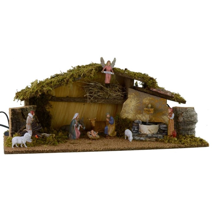 Capanna completa di statue Landi da 10 cm con fuoco e fontana