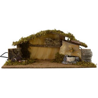 Hut with fire and functioning fountain cm 54x25x21 h for 8-10