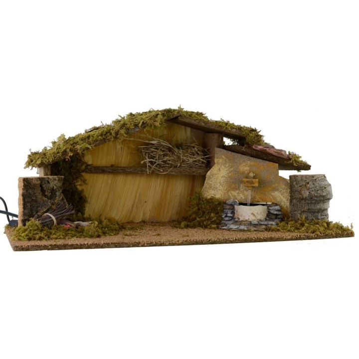 Capanna con fuoco e fontana funzionanti cm 54x25x21 h per