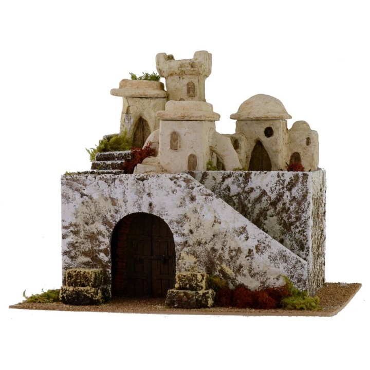 Pueblo palestino de dos pisos cm 37,5x31x31,5 h