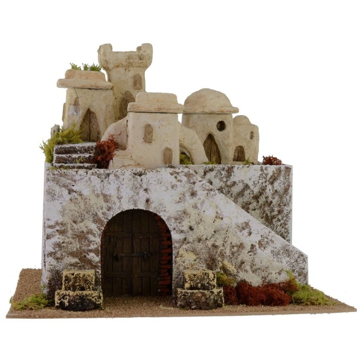 Pueblo palestino de dos pisos cm 37,5x31x31,5 h