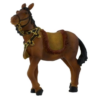 Cavallo marrone con briglie e sella cm 10,8x10,5 h