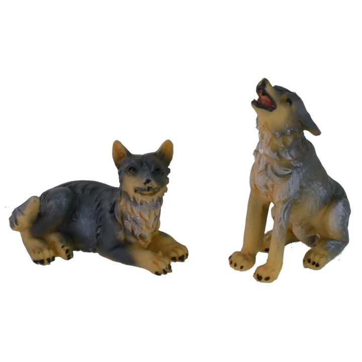 Establece dos lobos para estatuas de 10-12 cm