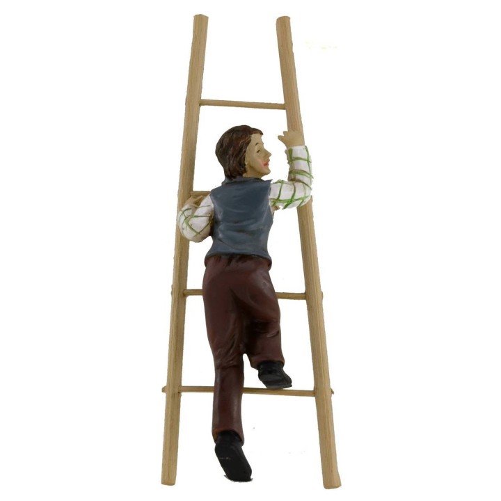 Uomo che sale la scala in resina serie 11 cm