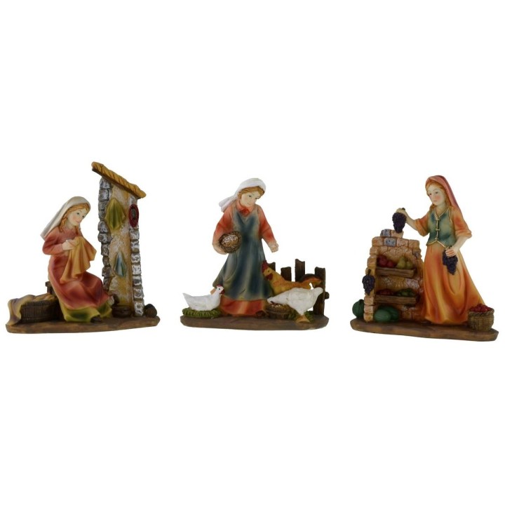 Set 3 donne al lavoro serie 12 cm in resina