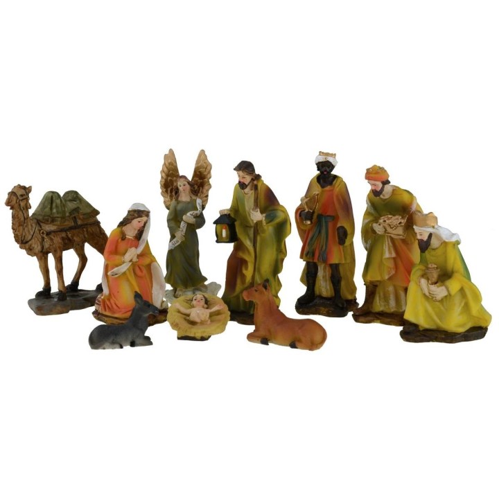 Set 10 figures 12 cm Nativity scene, Three Wise Men, angel and