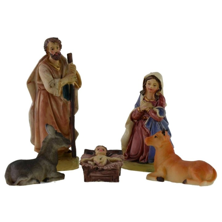 Natividad 5 figuras en resina serie 11 cm