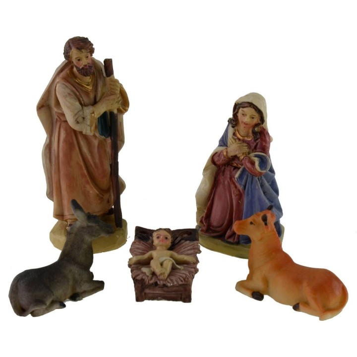 Natività 5 soggetti in resina serie 11 cm