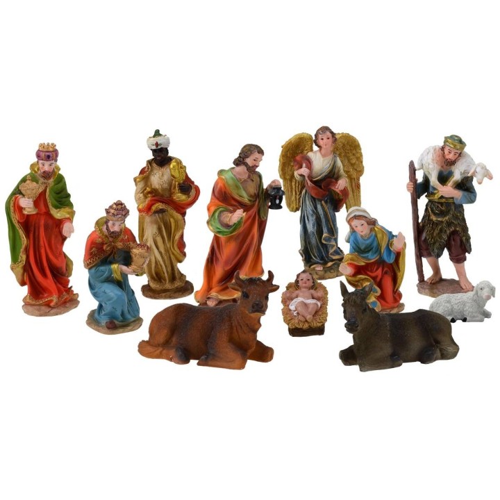 Set Natività per presepe 11 personaggi in resina serie 20 cm