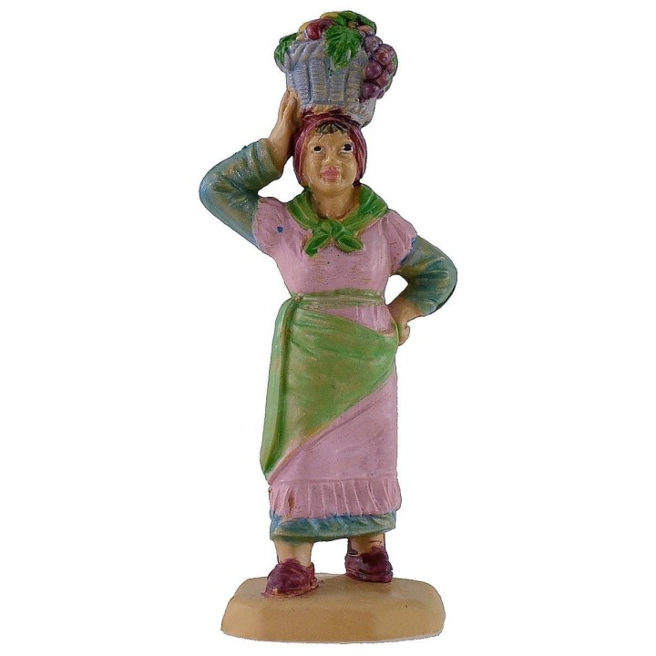 Donna con cesto sul capo cm 8 in pvc lux