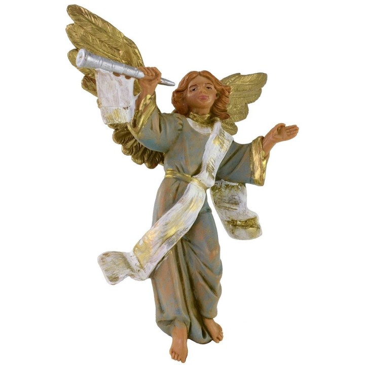 Blue angel with trumpet 12 cm Fontanini