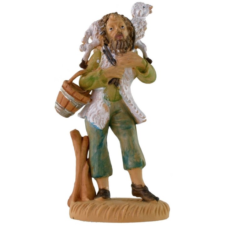 Pastor con cordero de 8 cm en pvc lux