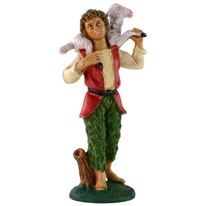 Good shepherd with sheep behind 12 cm in pvc