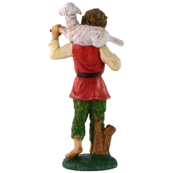 Good shepherd with sheep behind 12 cm in pvc