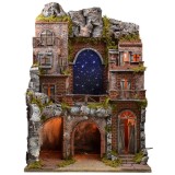 Illuminated nativity scene with fiber optic starry sky cm